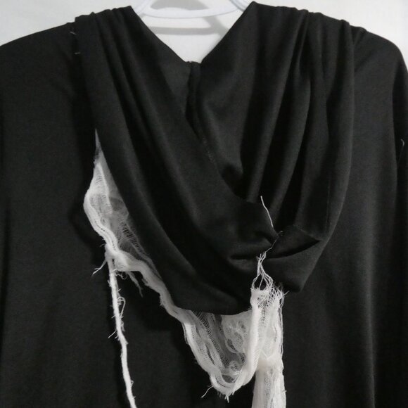Black Skeleton Reaper Hooded Robe | large | Exposed Rib Cage | Dangling Webbing - Picture 12 of 16